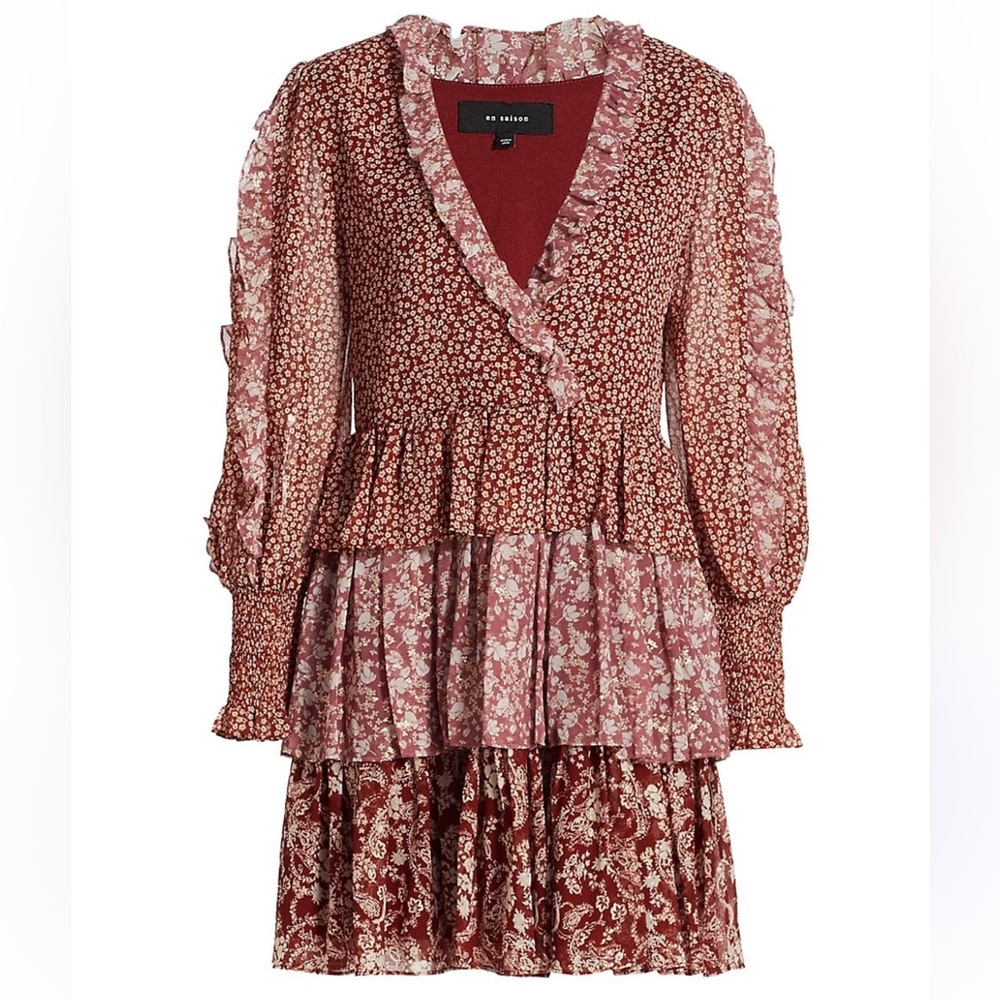 En Saison Burgundy Mini Dress XS